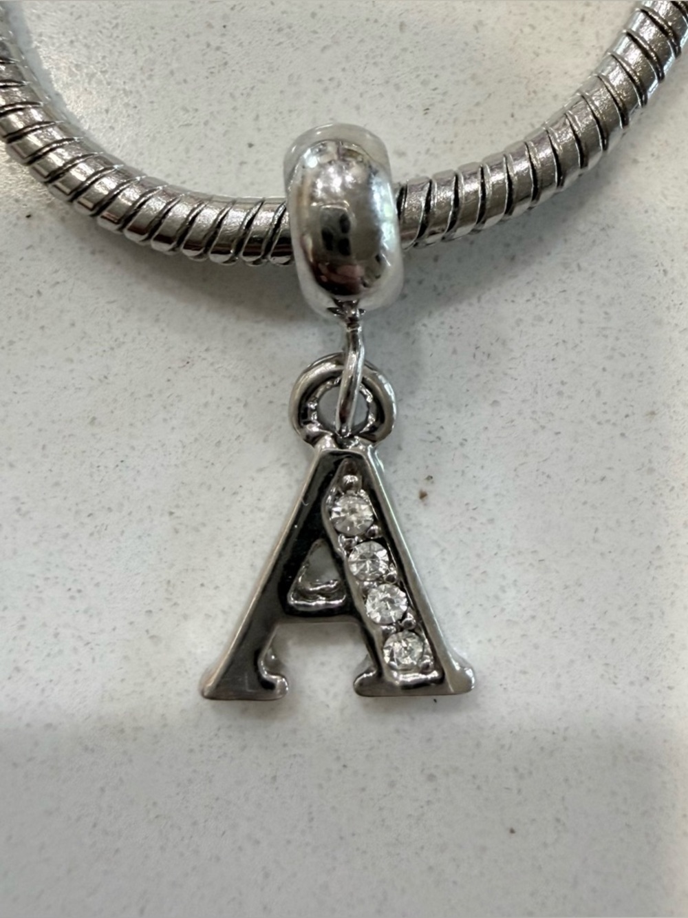 2/$18 Silver Letter A Initial Rhinestone Charm -mix and match -all charms